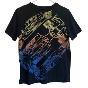 Epic Threads Boys Graphic T-Shirt Size XL Short Sleeve Race car Theme Black